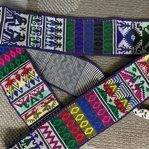 Vintage Woven Sash Dance Belt Wide With Fringe Tie Bright Colors Boho Festival main image 12